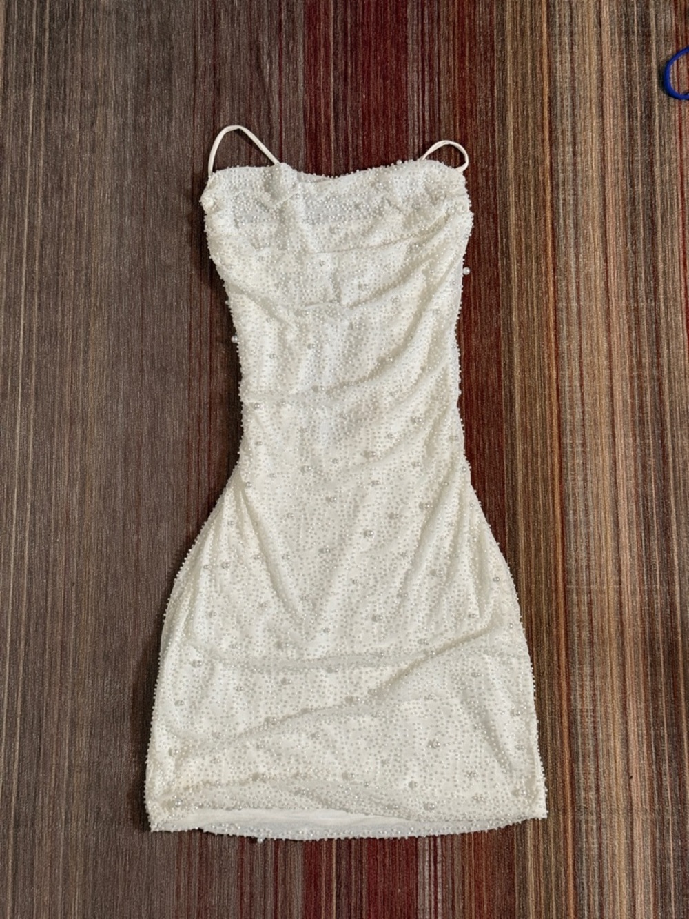 Strapless White Beaded Bodycon Dress